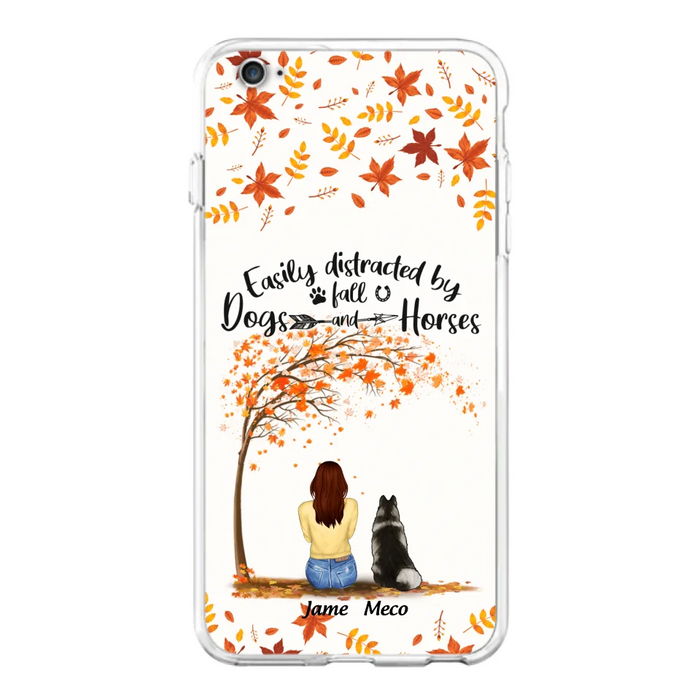 Custom Personalized Horse Dog Mom In Autumn Phone Case - Upto 3 Horses/ Dogs  - Case For iPhone And Samsung