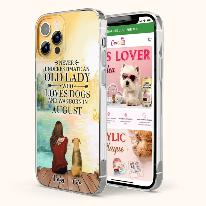 Custom Personalized Old Lady And Dog Phone Case - Woman With Upto 5 Dogs - Best Gift For Dog Lover - Case For iPhone And Samsung