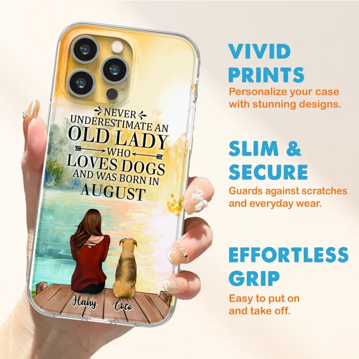 Custom Personalized Old Lady And Dog Phone Case - Woman With Upto 5 Dogs - Best Gift For Dog Lover - Case For iPhone And Samsung