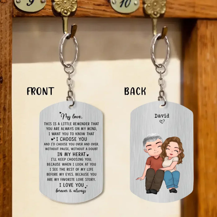 Custom Personalized Couple Keychain - Mother's Day Gift From Husband - My Love, I Choose You,In My Heart,I Love You