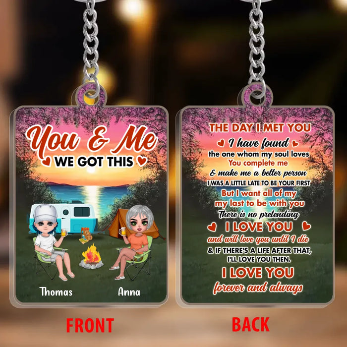 Custom Personalized Camping Couple Acrylic Keychain - Anniversary Gift Idea for Couple/Camping Lovers - The Day I Met You