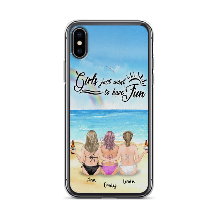 Personalized Best Friends Phone Case - Upto 3 Besties - Girls Just Want To Have Fun