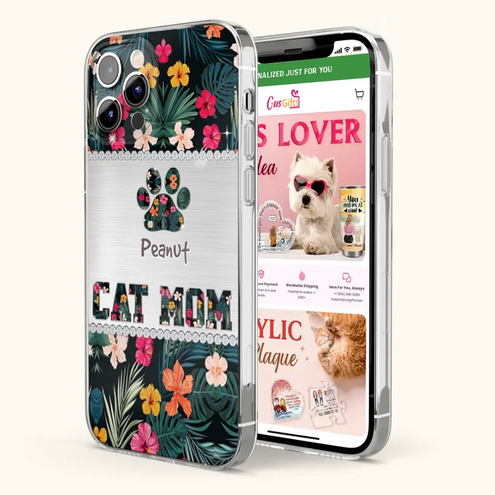 Personalized Custom Phone Case Cat Mom Met Pattern - Gifts Idea For Cat Lover - Cat Mom - Case For Iphone & Samsung