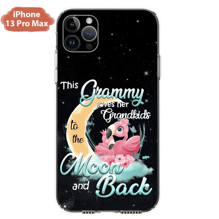 Custom Personalized Grandma Flamingo Phone Case - This Grammy Loves Her Grandkids To The Moon And Back - For iPhone And Samsung Phone Case - HWDFYR