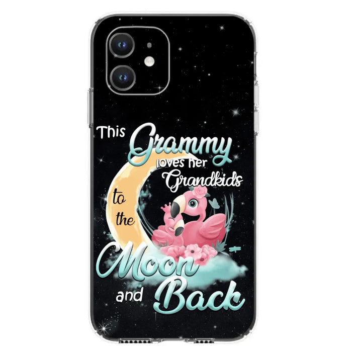 Custom Personalized Grandma Flamingo Phone Case - This Grammy Loves Her Grandkids To The Moon And Back - For iPhone And Samsung Phone Case - HWDFYR