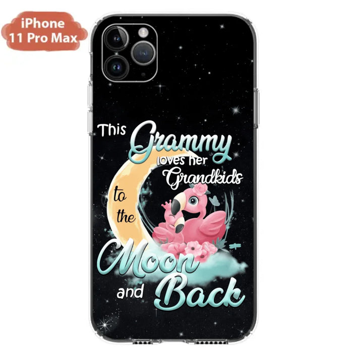 Custom Personalized Grandma Flamingo Phone Case - This Grammy Loves Her Grandkids To The Moon And Back - For iPhone And Samsung Phone Case - HWDFYR