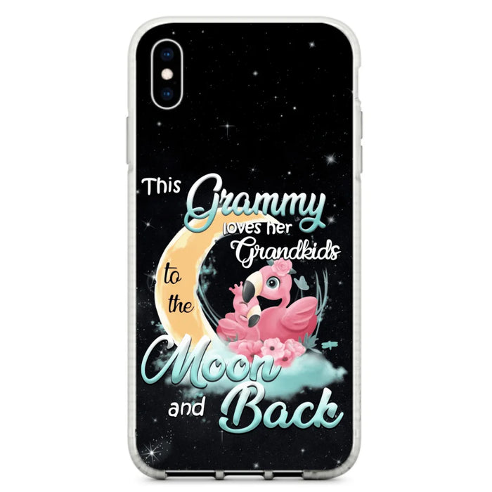 Custom Personalized Grandma Flamingo Phone Case - This Grammy Loves Her Grandkids To The Moon And Back - For iPhone And Samsung Phone Case - HWDFYR