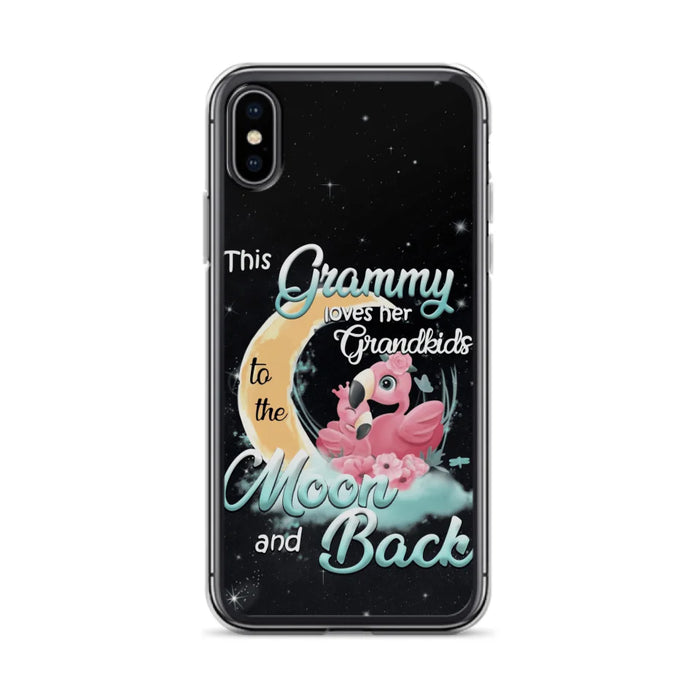 Custom Personalized Grandma Flamingo Phone Case - This Grammy Loves Her Grandkids To The Moon And Back - For iPhone And Samsung Phone Case - HWDFYR