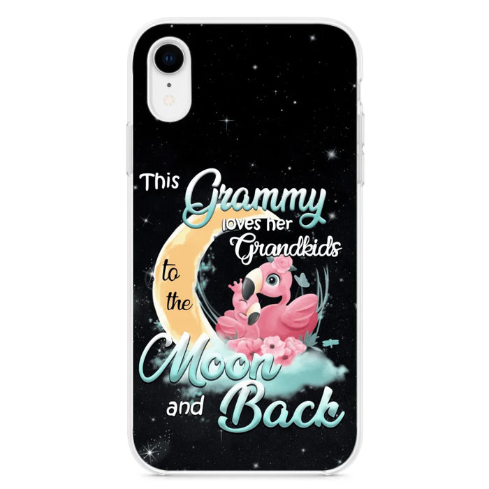 Custom Personalized Grandma Flamingo Phone Case - This Grammy Loves Her Grandkids To The Moon And Back - For iPhone And Samsung Phone Case - HWDFYR