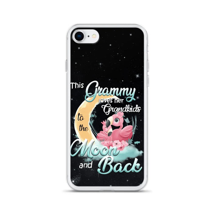 Custom Personalized Grandma Flamingo Phone Case - This Grammy Loves Her Grandkids To The Moon And Back - For iPhone And Samsung Phone Case - HWDFYR