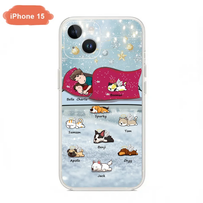 Custom Personalized Couple With Pet Phone Case - Upto 8 Pets - Best Gift For Dog/ Cat Lover - Case For Iphone And Samsung