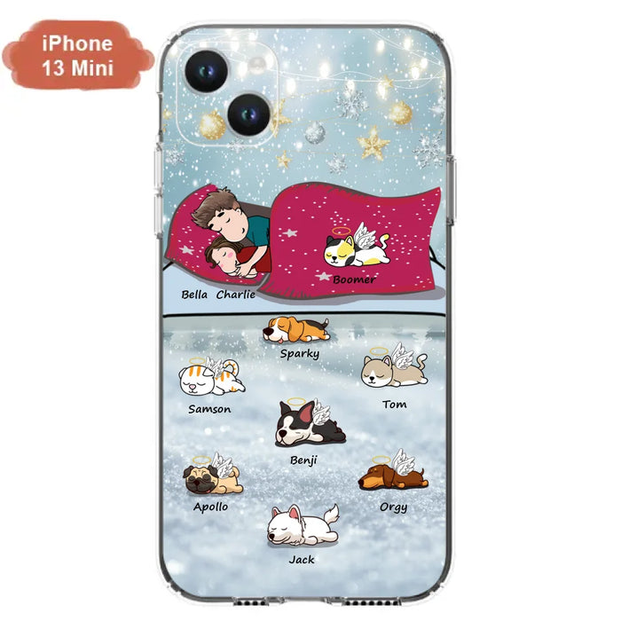 Custom Personalized Couple With Pet Phone Case - Upto 8 Pets - Best Gift For Dog/ Cat Lover - Case For Iphone And Samsung