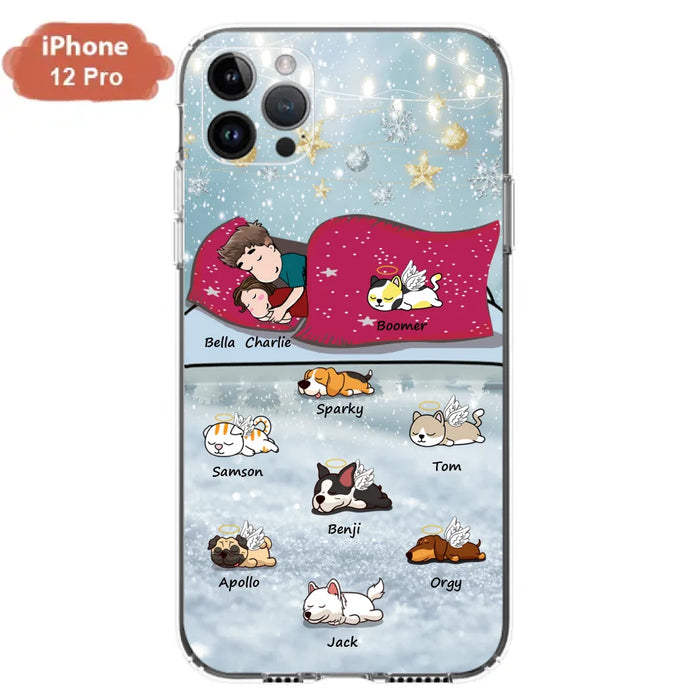 Custom Personalized Couple With Pet Phone Case - Upto 8 Pets - Best Gift For Dog/ Cat Lover - Case For Iphone And Samsung