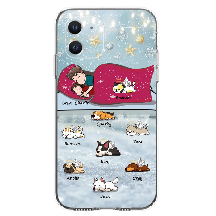 Custom Personalized Couple With Pet Phone Case - Upto 8 Pets - Best Gift For Dog/ Cat Lover - Case For Iphone And Samsung