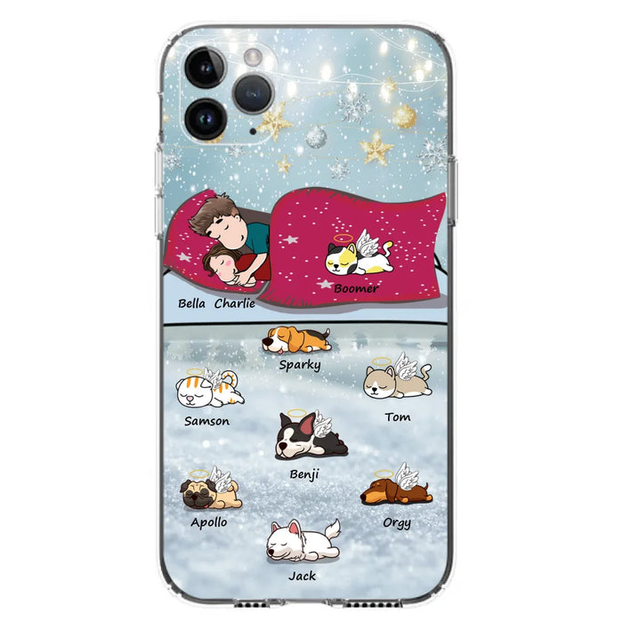 Custom Personalized Couple With Pet Phone Case - Upto 8 Pets - Best Gift For Dog/ Cat Lover - Case For Iphone And Samsung