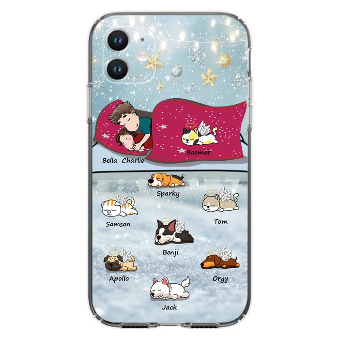 Custom Personalized Couple With Pet Phone Case - Upto 8 Pets - Best Gift For Dog/ Cat Lover - Case For Iphone And Samsung