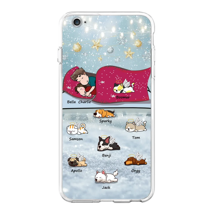 Custom Personalized Couple With Pet Phone Case - Upto 8 Pets - Best Gift For Dog/ Cat Lover - Case For Iphone And Samsung