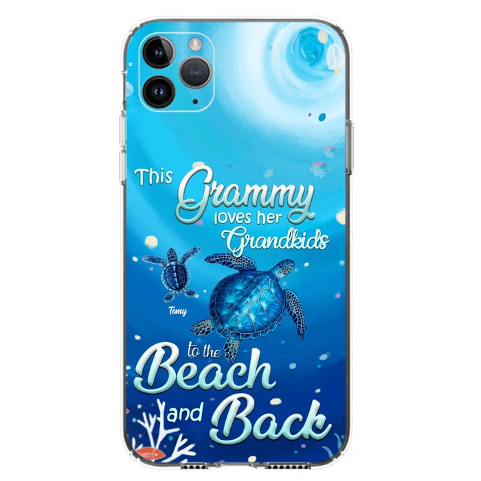 Custom Personalized Grandma Turtle Phone Case - Upto 6 Turtles - This Grammy Loves Her Grandkids To The Beach And Back - For iPhone And Samsung Phone Case - HWDFYR