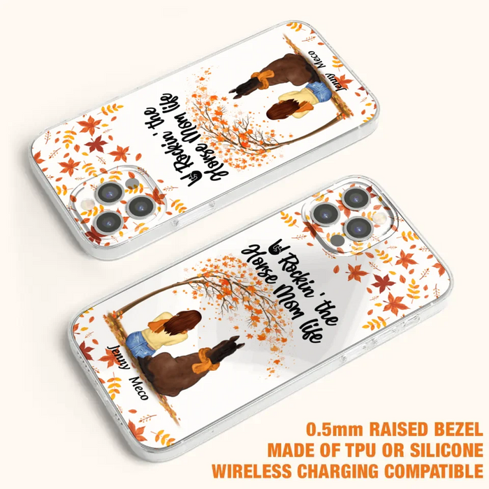 Custom Personalized Horse Mom In Autumn Phone Case - Girl With Upto 3 Horses - Case For iPhone And Samsung