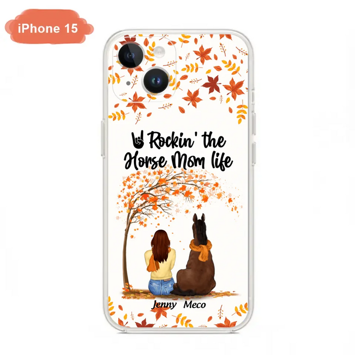 Custom Personalized Horse Mom In Autumn Phone Case - Girl With Upto 3 Horses - Case For iPhone And Samsung