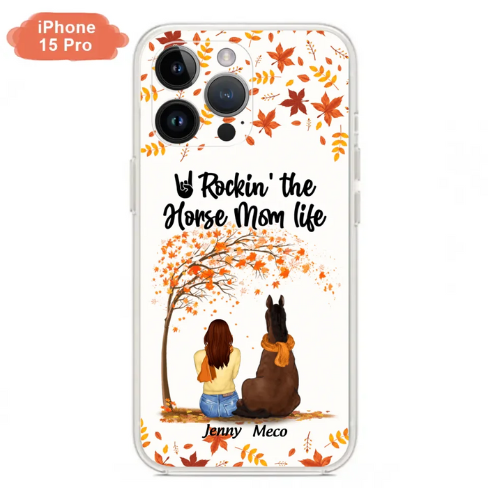 Custom Personalized Horse Mom In Autumn Phone Case - Girl With Upto 3 Horses - Case For iPhone And Samsung