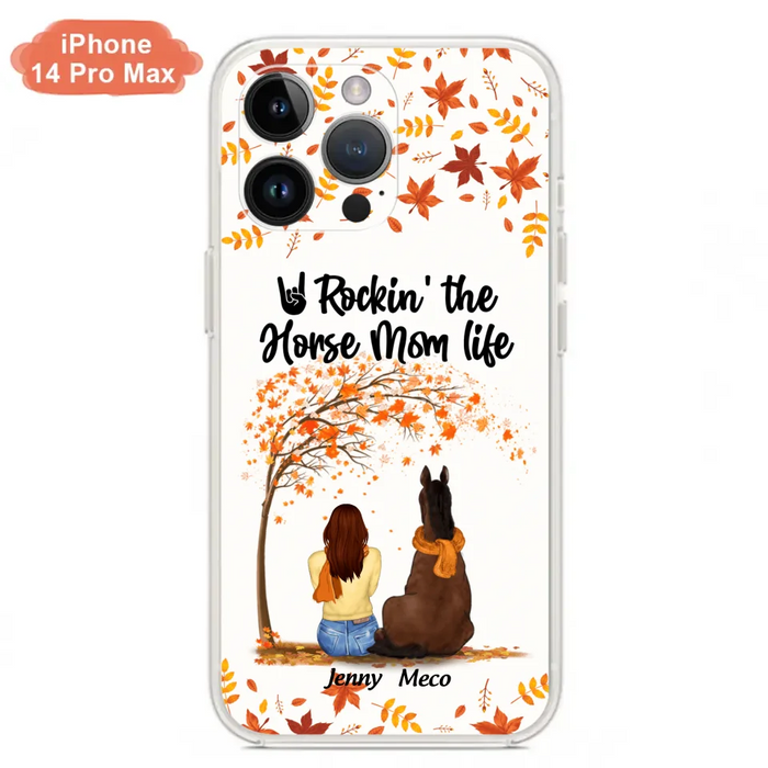 Custom Personalized Horse Mom In Autumn Phone Case - Girl With Upto 3 Horses - Case For iPhone And Samsung