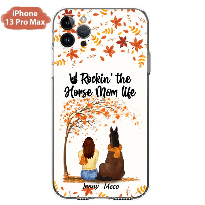 Custom Personalized Horse Mom In Autumn Phone Case - Girl With Upto 3 Horses - Case For iPhone And Samsung