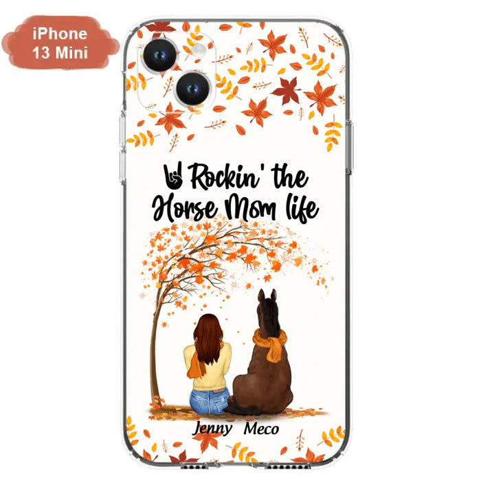 Custom Personalized Horse Mom In Autumn Phone Case - Girl With Upto 3 Horses - Case For iPhone And Samsung