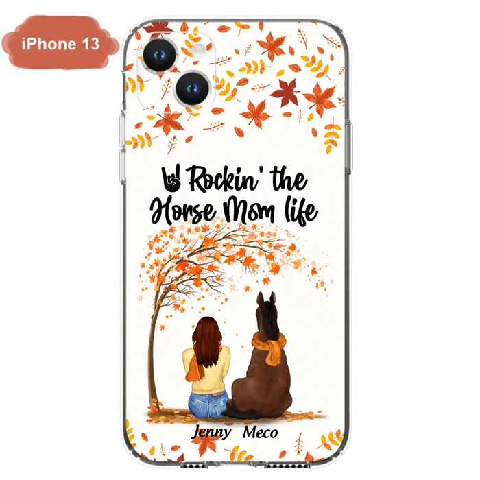 Custom Personalized Horse Mom In Autumn Phone Case - Girl With Upto 3 Horses - Case For iPhone And Samsung