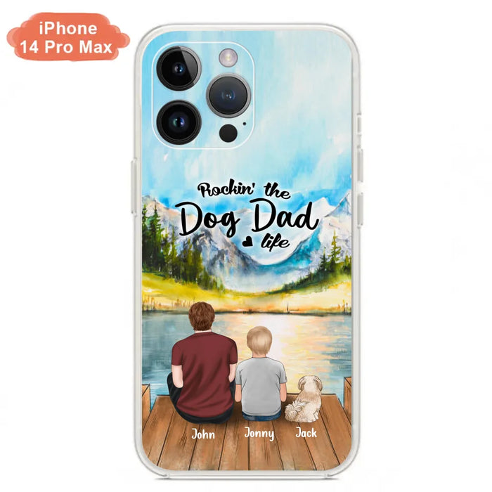 Custom Personalized Dog Mom/Dog Dad Phone Case - Single Mom/Single Dad with 1 Kid and 2 Pets - iPhone and Samsung Cases