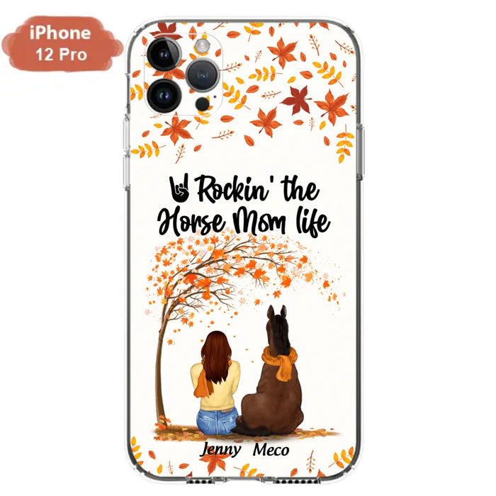 Custom Personalized Horse Mom In Autumn Phone Case - Girl With Upto 3 Horses - Case For iPhone And Samsung