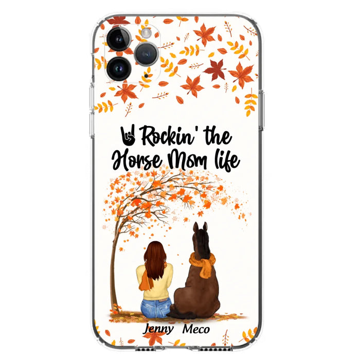 Custom Personalized Horse Mom In Autumn Phone Case - Girl With Upto 3 Horses - Case For iPhone And Samsung