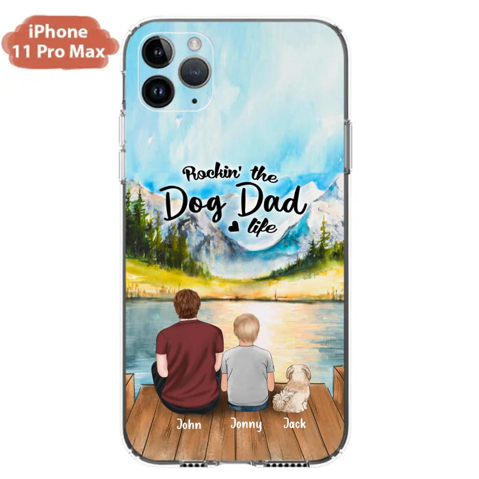 Custom Personalized Dog Mom/Dog Dad Phone Case - Single Mom/Single Dad with 1 Kid and 2 Pets - iPhone and Samsung Cases