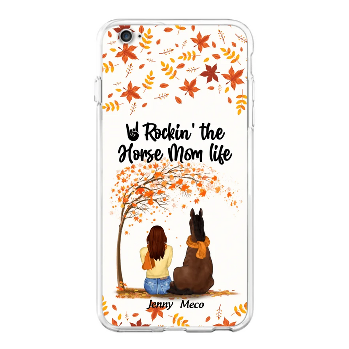 Custom Personalized Horse Mom In Autumn Phone Case - Girl With Upto 3 Horses - Case For iPhone And Samsung