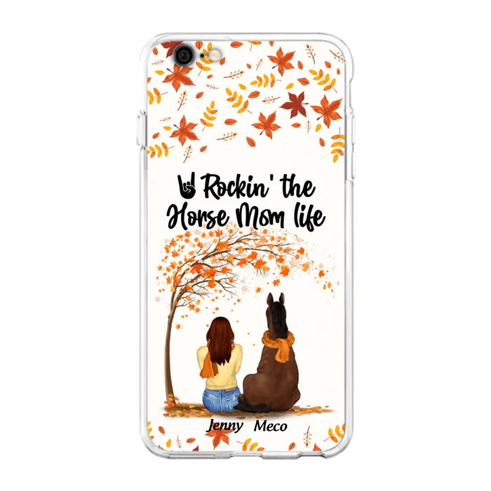 Custom Personalized Horse Mom In Autumn Phone Case - Girl With Upto 3 Horses - Case For iPhone And Samsung