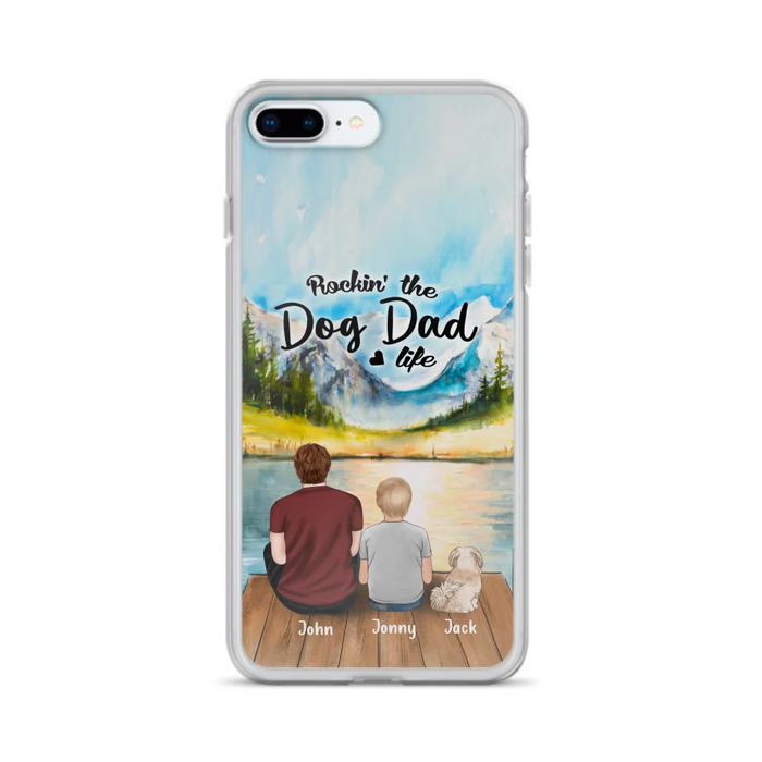 Custom Personalized Dog Mom/Dog Dad Phone Case - Single Mom/Single Dad with 1 Kid and 2 Pets - iPhone and Samsung Cases