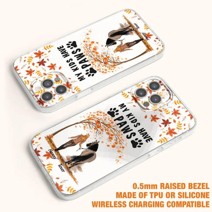 Custom Personalized Horse Mom In Autumn Phone Case - Girl With Upto 2 Horses - My Kids Have Paws - Case For iPhone And Samsung