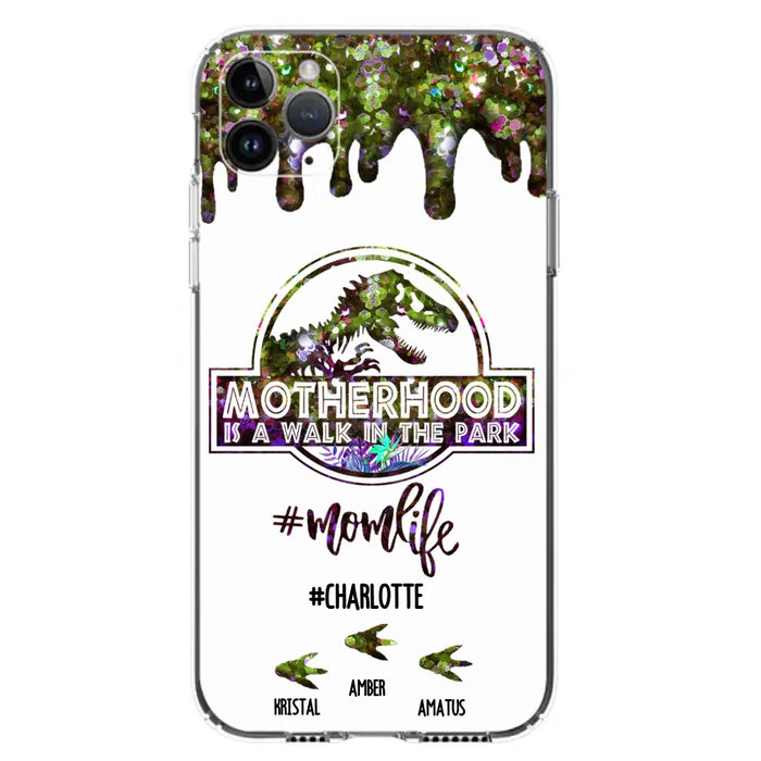 Custom Personalized Mama Dinosaur Phone Case - Best Gift For Mothers - Motherhood Is A Walk In The Park - Phone Case For iPhone And Samsung - 2QCGS1