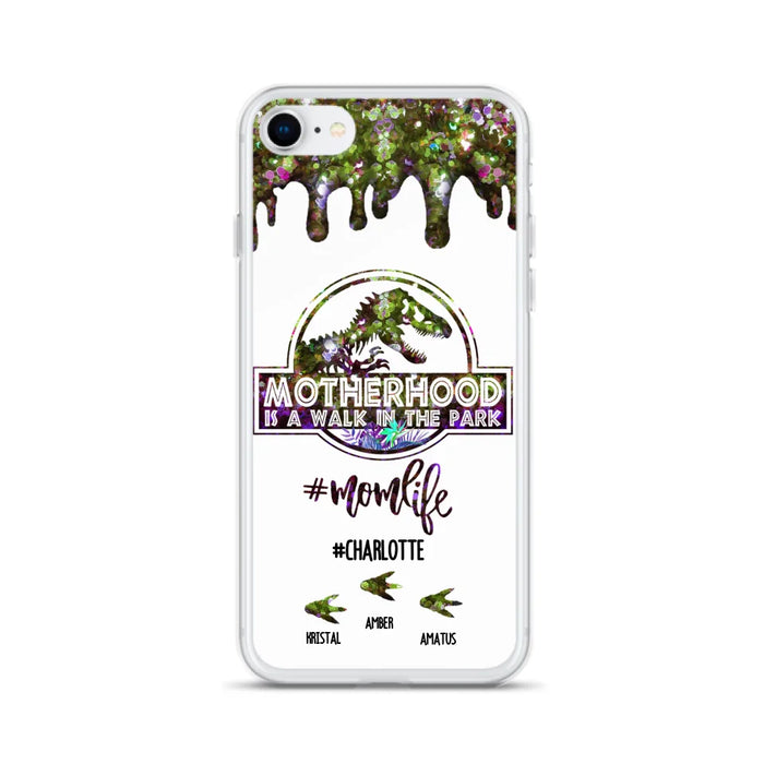 Custom Personalized Mama Dinosaur Phone Case - Best Gift For Mothers - Motherhood Is A Walk In The Park - Phone Case For iPhone And Samsung - 2QCGS1