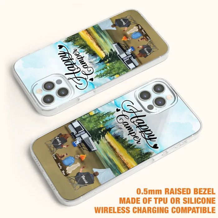 Custom Personalized Camping Phone Case - Parents With 1 Kids And 2 Pets - Best Gift For Family - Happy Camper - Case For iPhone And Samsung