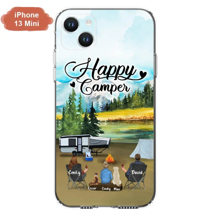 Custom Personalized Camping Phone Case - Parents With 1 Kids And 2 Pets - Best Gift For Family - Happy Camper - Case For iPhone And Samsung