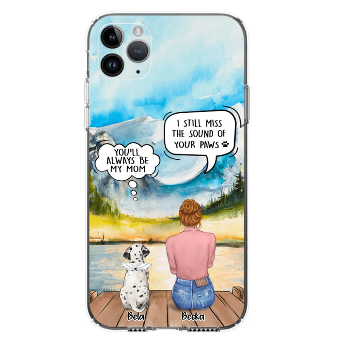 Custom Personalized Memorial Pet Mom Phone Case - Woman With Upto 5 Pets - Best Gift For Pet Lover - It's So Hard To Say Goodbye - Case For Iphone/Samsung