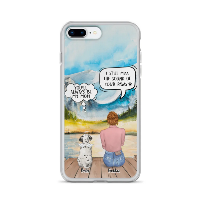 Custom Personalized Memorial Pet Mom Phone Case - Woman With Upto 5 Pets - Best Gift For Pet Lover - It's So Hard To Say Goodbye - Case For Iphone/Samsung