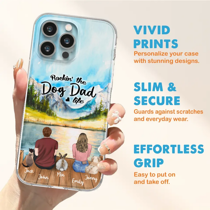 Custom Personalized Pet Couple Phone Case - Couple With Upto 3 Pets - Case For iPhone And Samsung