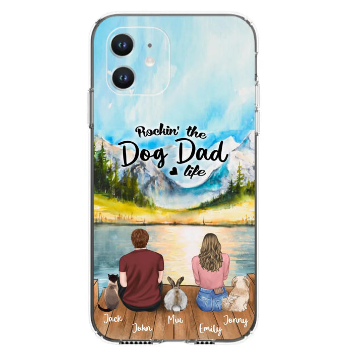 Custom Personalized Pet Couple Phone Case - Couple With Upto 3 Pets - Case For iPhone And Samsung