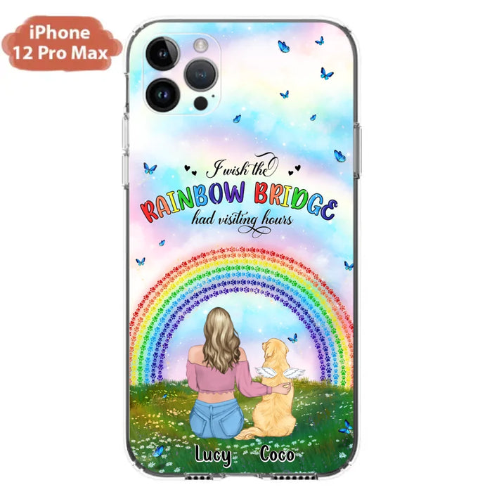 Custom Personalized Dog, Cat Memorial Phone Case  - Upto 4 Pets - Memorial Gift For Dog/ Cat Lover - I Wish The Rainbow Bridge Had Visiting Hours - Case For iPhone And Samsung