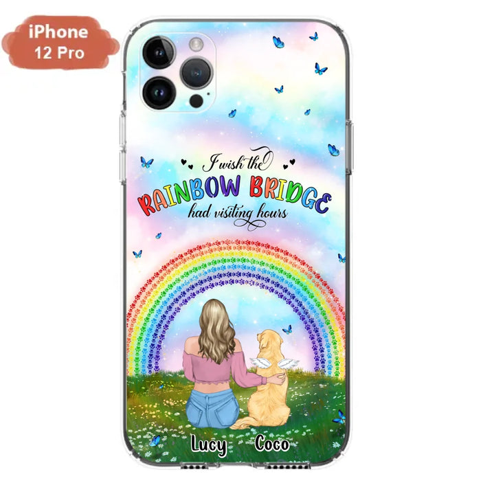 Custom Personalized Dog, Cat Memorial Phone Case  - Upto 4 Pets - Memorial Gift For Dog/ Cat Lover - I Wish The Rainbow Bridge Had Visiting Hours - Case For iPhone And Samsung