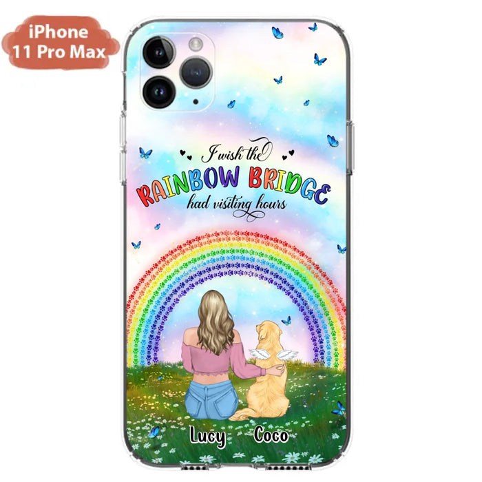 Custom Personalized Dog, Cat Memorial Phone Case  - Upto 4 Pets - Memorial Gift For Dog/ Cat Lover - I Wish The Rainbow Bridge Had Visiting Hours - Case For iPhone And Samsung