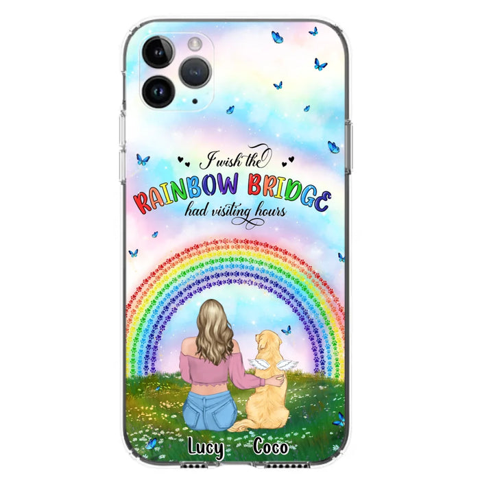 Custom Personalized Dog, Cat Memorial Phone Case  - Upto 4 Pets - Memorial Gift For Dog/ Cat Lover - I Wish The Rainbow Bridge Had Visiting Hours - Case For iPhone And Samsung