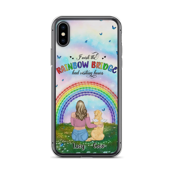 Custom Personalized Dog, Cat Memorial Phone Case  - Upto 4 Pets - Memorial Gift For Dog/ Cat Lover - I Wish The Rainbow Bridge Had Visiting Hours - Case For iPhone And Samsung